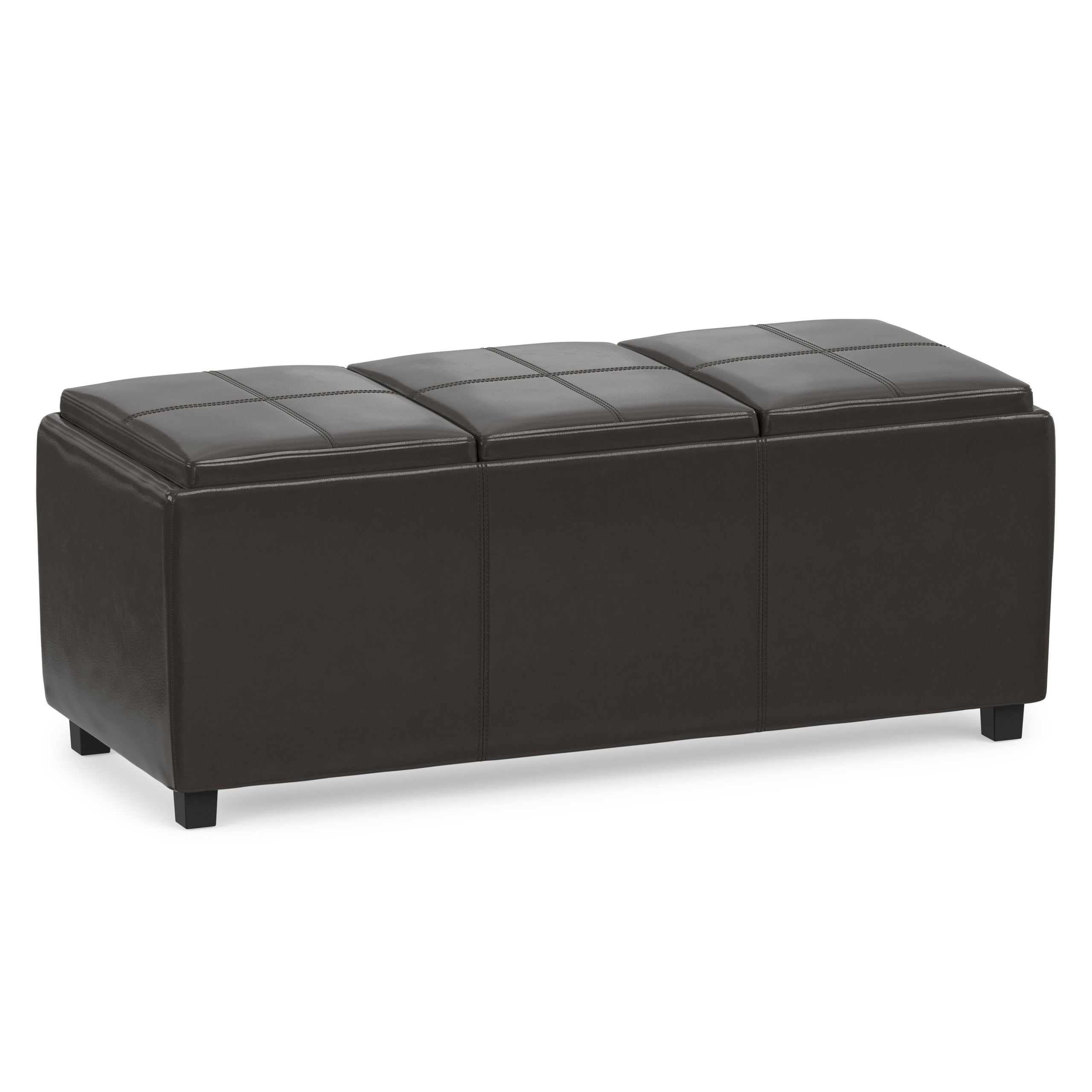 Tanners Brown Vegan Leather | Avalon 3 Trays Ottoman in Vegan Leather