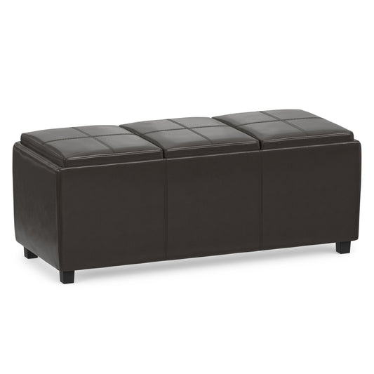 Tanners Brown Vegan Leather | Avalon 3 Trays Ottoman in Vegan Leather