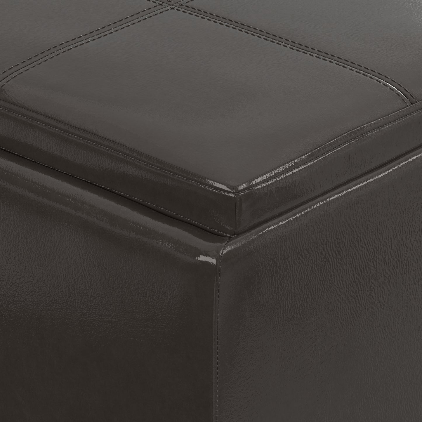 Tanners Brown Vegan Leather | Avalon 3 Trays Ottoman in Vegan Leather