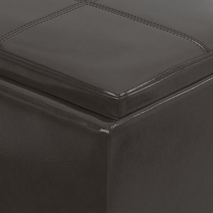 Tanners Brown Vegan Leather | Avalon 3 Trays Ottoman in Vegan Leather