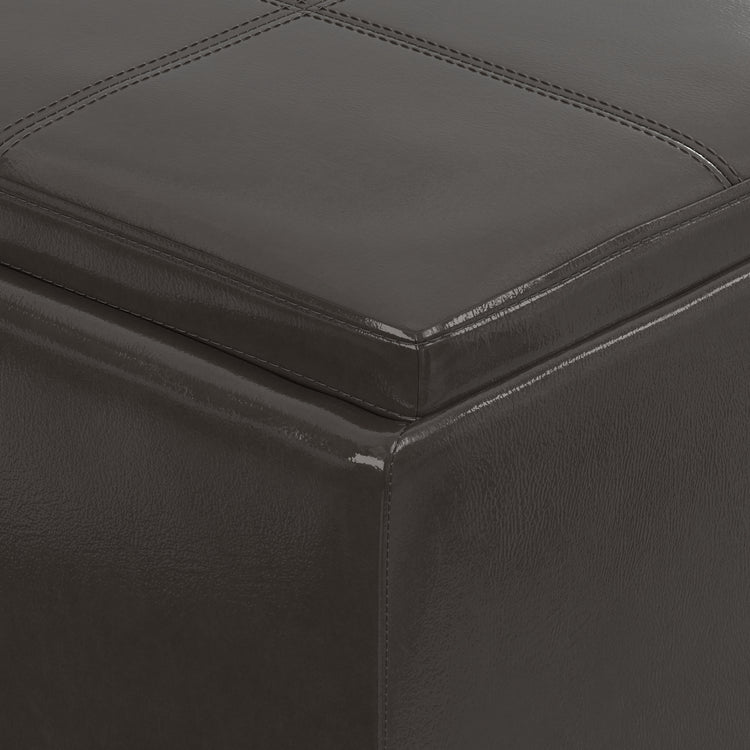 Tanners Brown Vegan Leather | Avalon 3 Trays Ottoman in Vegan Leather
