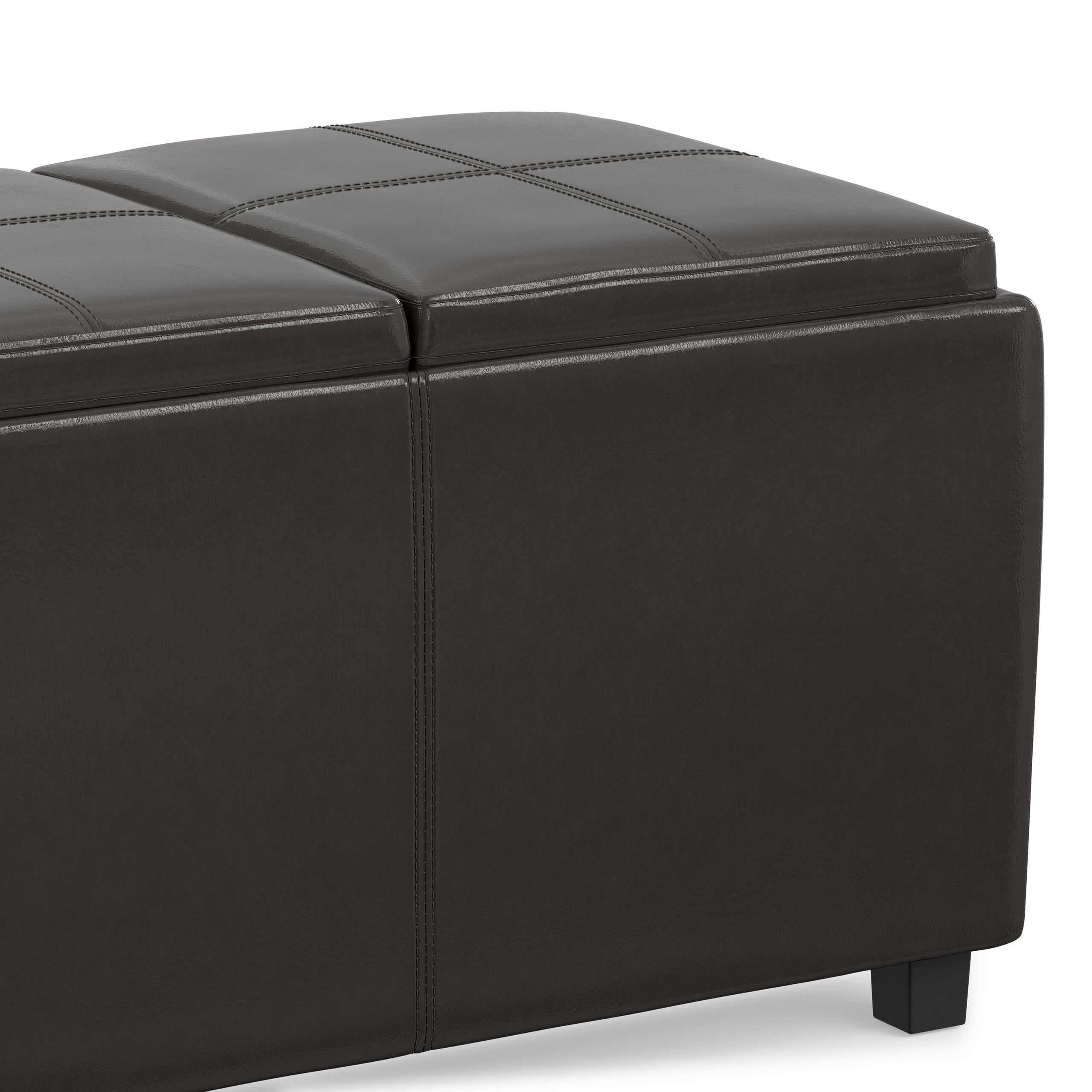 Tanners Brown Vegan Leather | Avalon 3 Trays Ottoman in Vegan Leather