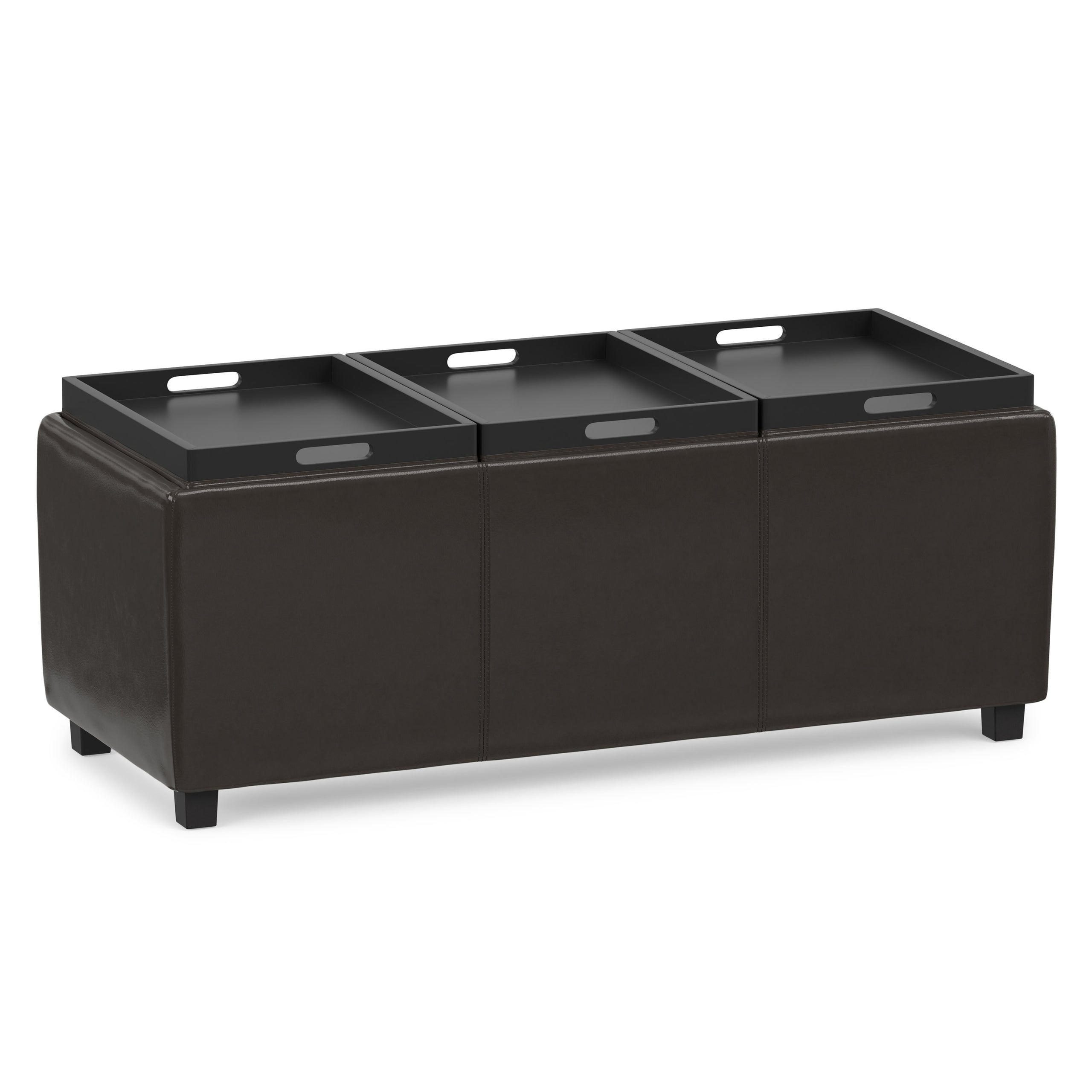 Tanners Brown Vegan Leather | Avalon 3 Trays Ottoman in Vegan Leather