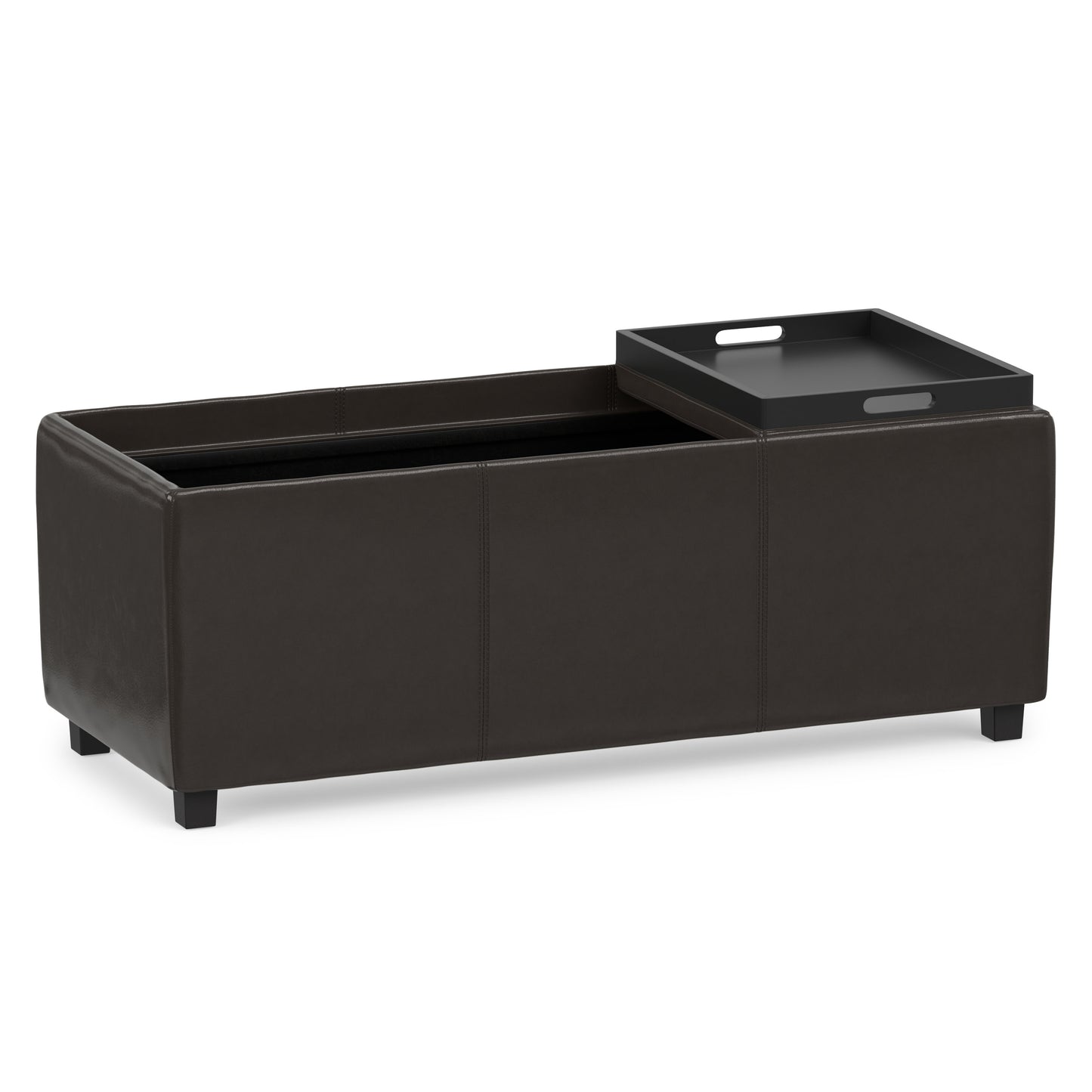 Tanners Brown Vegan Leather | Avalon 3 Trays Ottoman in Vegan Leather