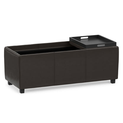 Tanners Brown Vegan Leather | Avalon 3 Trays Ottoman in Vegan Leather