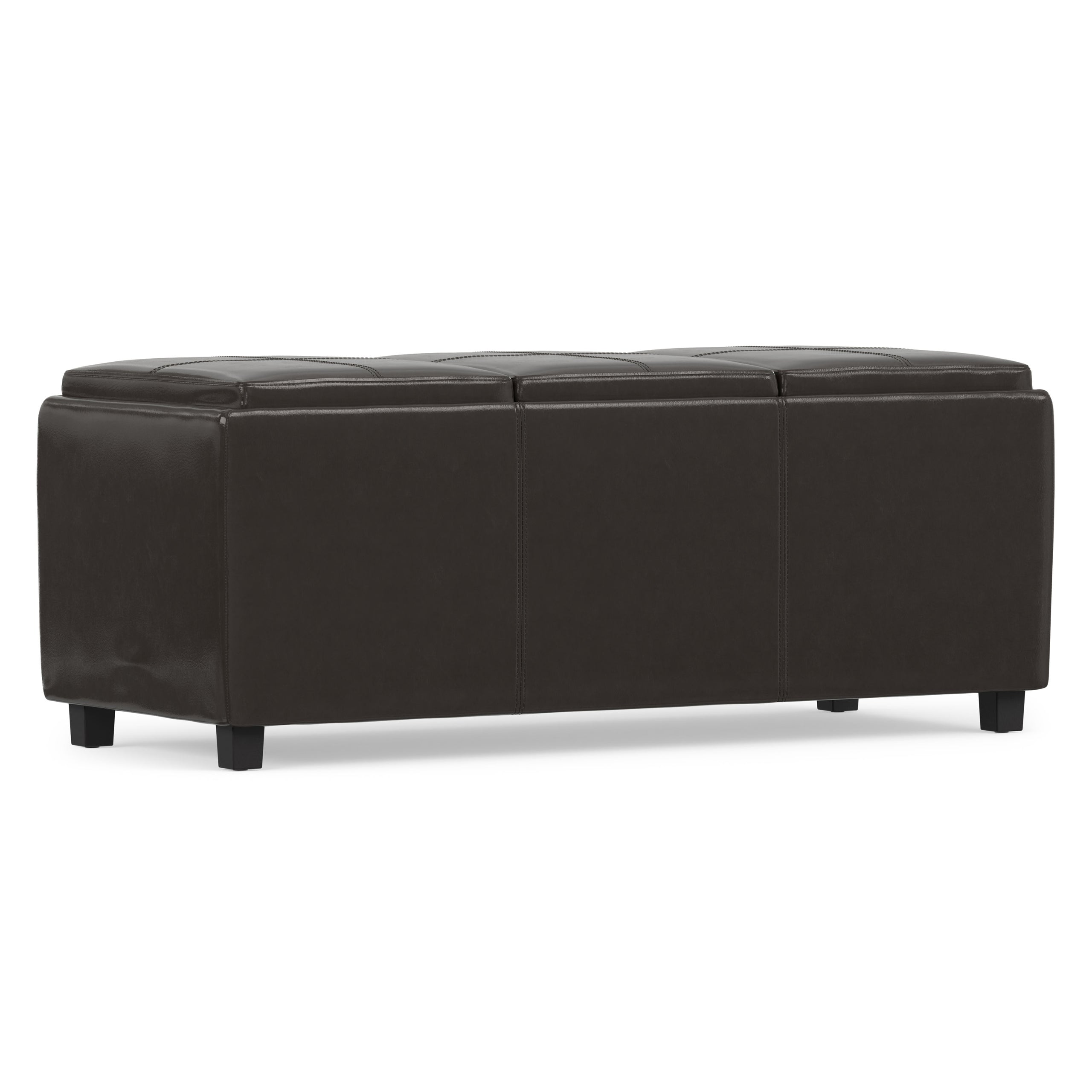 Tanners Brown Vegan Leather | Avalon 3 Trays Ottoman in Vegan Leather