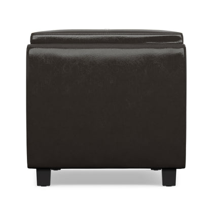 Tanners Brown Vegan Leather | Avalon 3 Trays Ottoman in Vegan Leather
