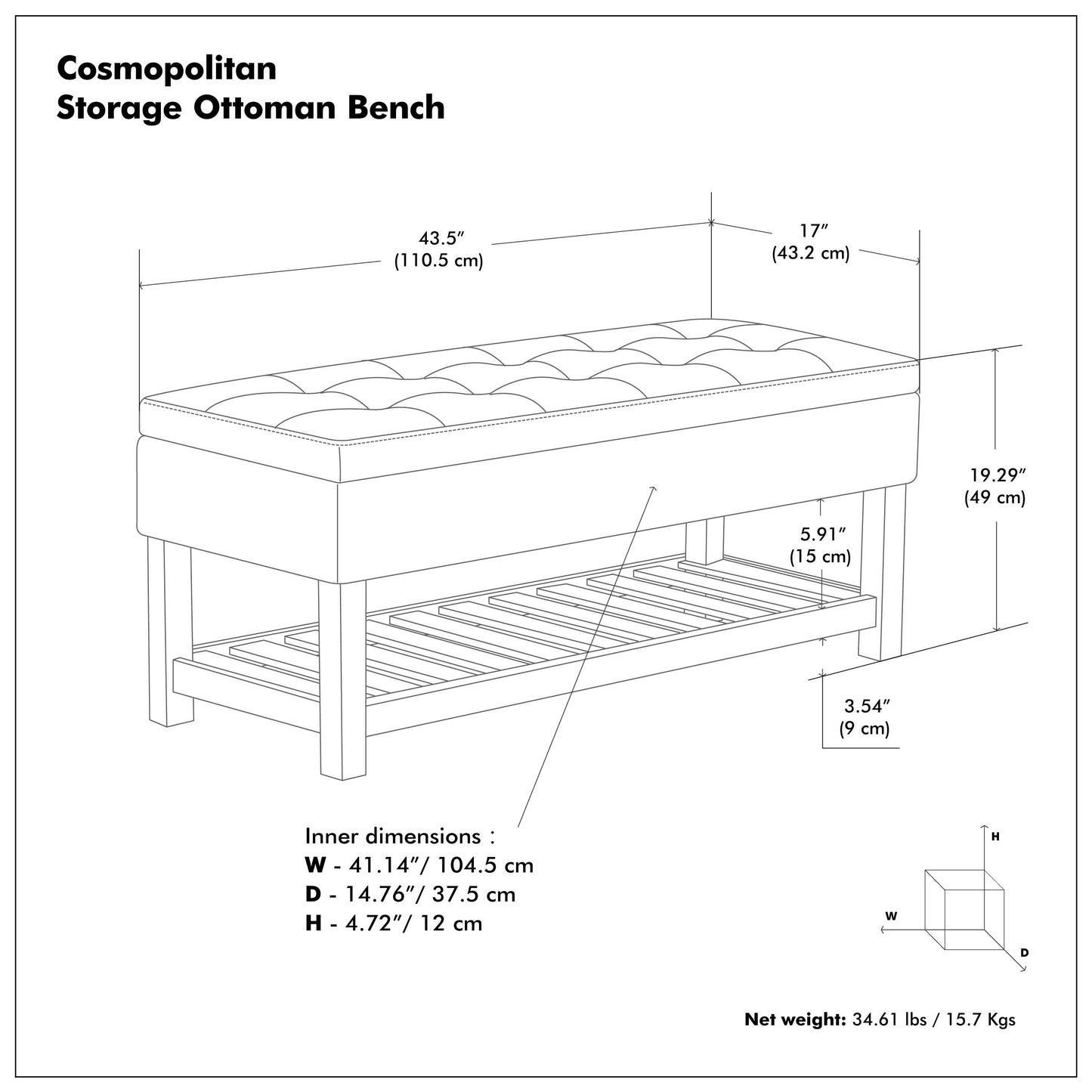 Cosmopolitan Ottoman Bench in Vegan Leather