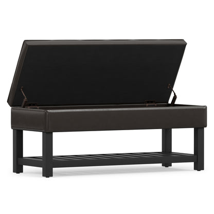 Tanners Brown Vegan Leather | Cosmopolitan Ottoman Bench in Vegan Leather