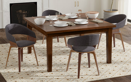Charcoal Grey Linen Style Fabric | Lowell / Eastwood 5 Pc Dining Set
