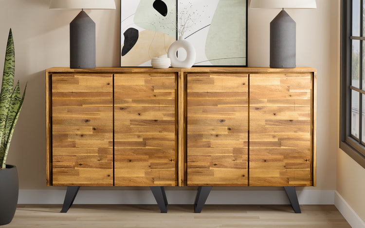 Distressed Golden wheat Acacia | Lowry 39W Tall Storage Cabinet with Doors Set of 2