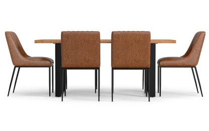 Distressed Tan Distressed Vegan Leather | Melody / Fieldcrest 7 Pc Dining Set