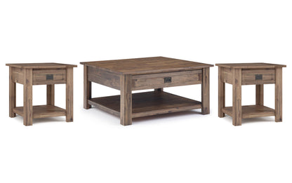 Rustic Natural Aged Brown | Monroe 38 inch Coffee Table with 22 inch End Tables (Set of 3)