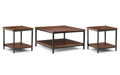Dark Cognac Brown | Skyler 34 inch Coffee Table with 22 inch End Tables (Set of 3)