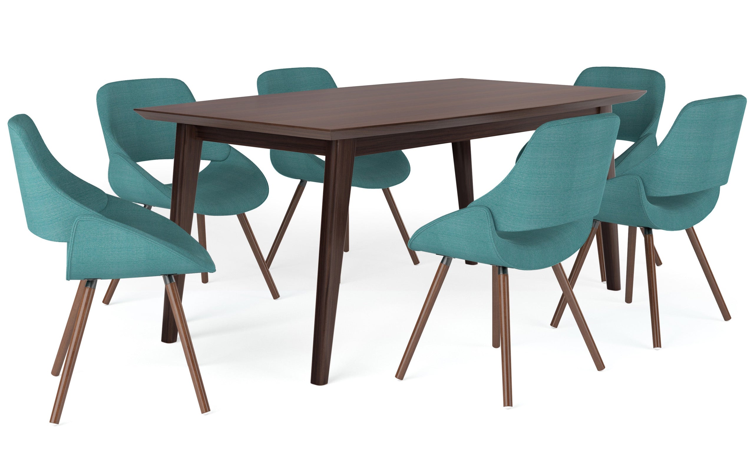 Turquoise Blue Without Woodback | Malden V 7 Piece Dining Set
