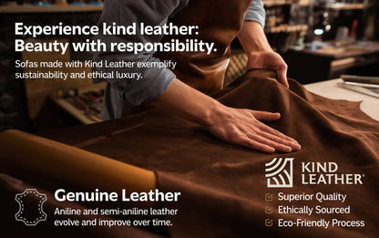 Sienna Genuine Top Grain Leather | Morrison 89-inch Sofa and Ottoman Set in Genuine Leather