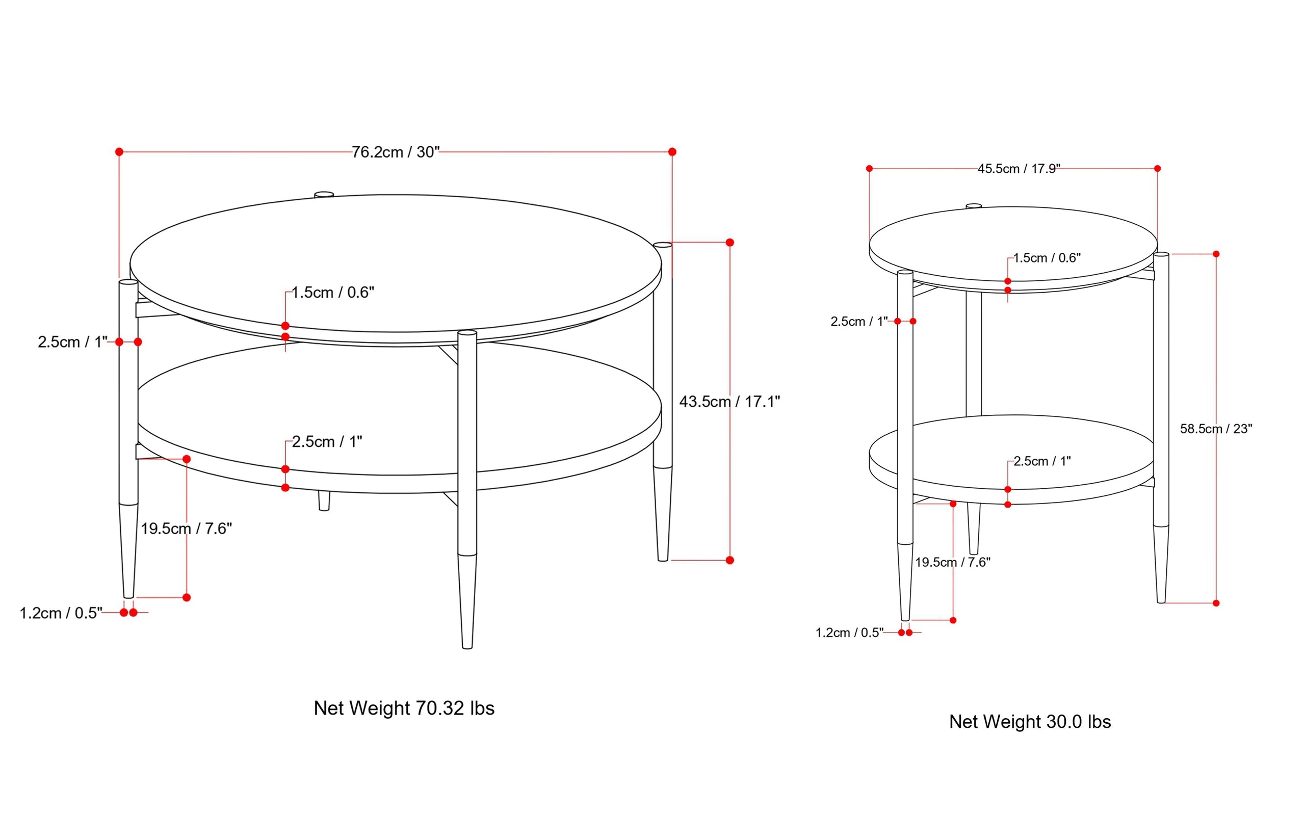 White/Natural | Wagner 30 inch Coffee Table with 18 inch End Tables (Set of 3)