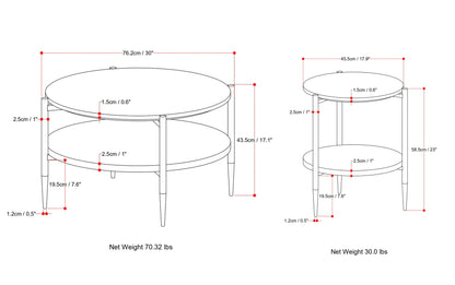 White/Natural | Wagner 30 inch Coffee Table with 18 inch End Tables (Set of 3)