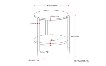 White/Natural | Wagner 18 inch Round Marble & Wood Side Table (Set of 2)