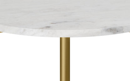 White/Natural | Wagner 18 inch Round Marble & Wood Side Table (Set of 2)