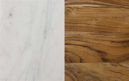 White/Natural | Wagner 18 inch Round Marble & Wood Side Table (Set of 2)