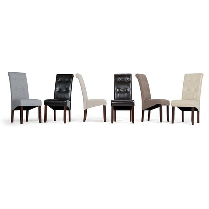 Midnight Black Vegan Leather | Cosmopolitan Deluxe Tufted Parson Chair (Set of 2)