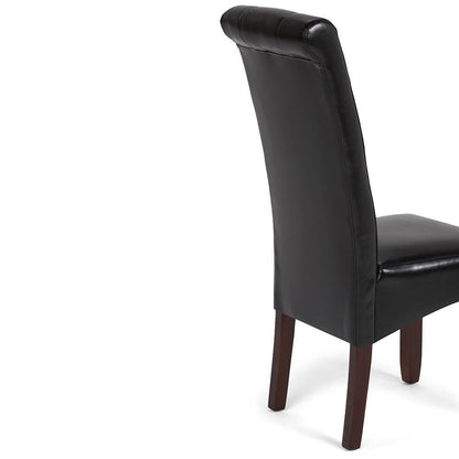 Midnight Black Vegan Leather | Cosmopolitan Deluxe Tufted Parson Chair (Set of 2)