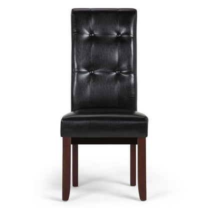 Midnight Black Vegan Leather | Cosmopolitan Deluxe Tufted Parson Chair (Set of 2)