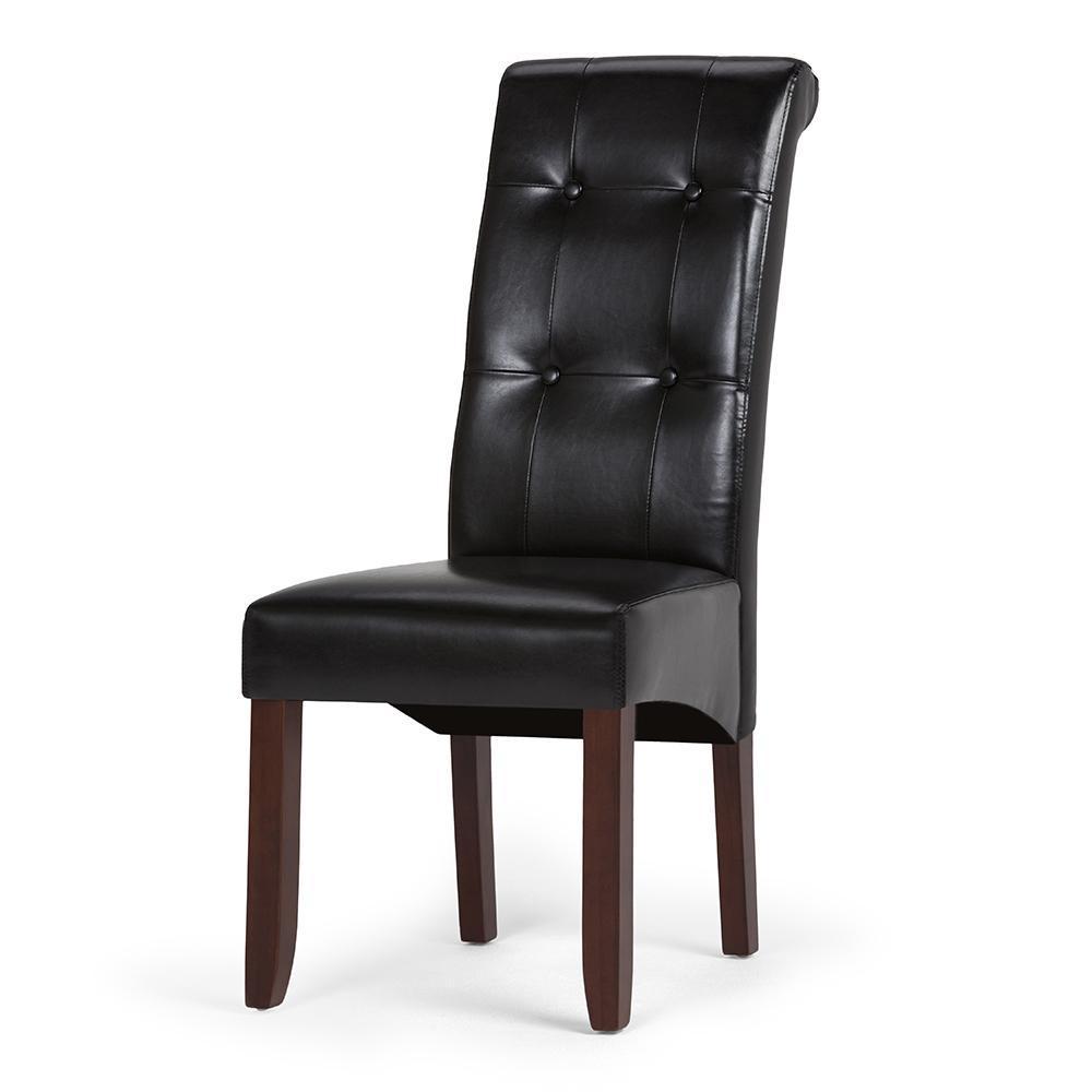 Midnight Black Vegan Leather | Cosmopolitan Deluxe Tufted Parson Chair (Set of 2)