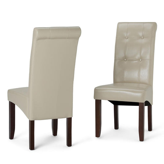 Satin Cream Vegan Leather | Cosmopolitan Deluxe Tufted Parson Chair (Set of 2)