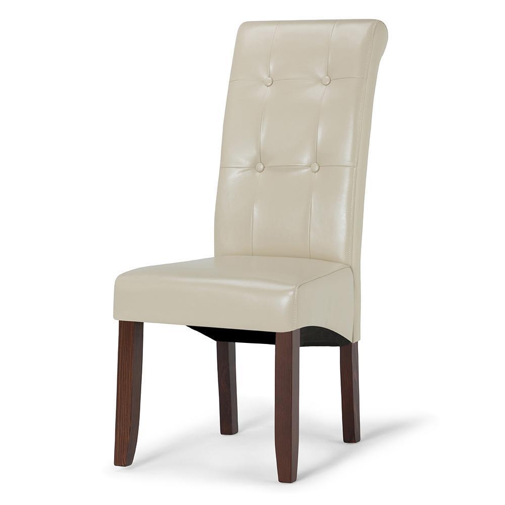 Satin Cream Vegan Leather | Cosmopolitan Deluxe Tufted Parson Chair (Set of 2)