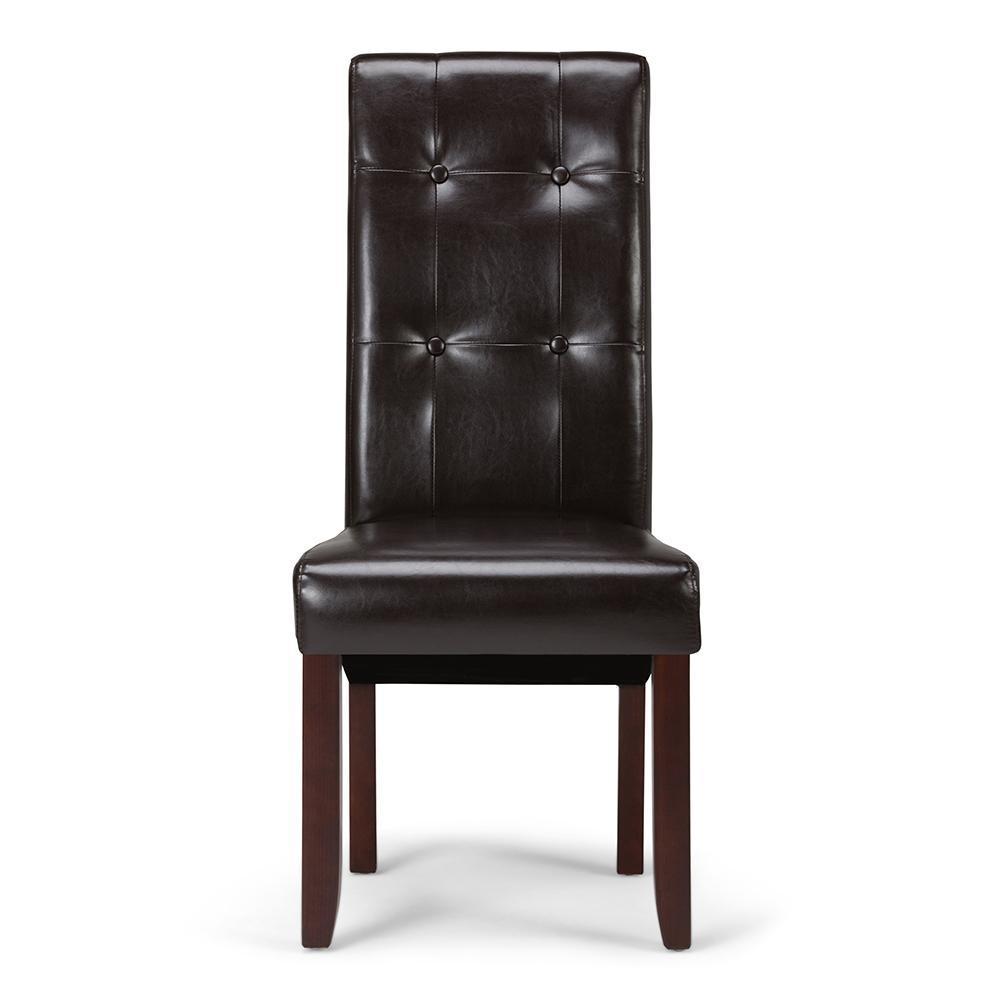 Tanners Brown Vegan Leather | Cosmopolitan Deluxe Tufted Parson Chair (Set of 2)