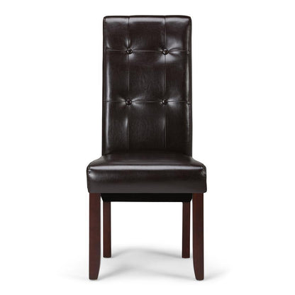 Tanners Brown Vegan Leather | Cosmopolitan Deluxe Tufted Parson Chair (Set of 2)