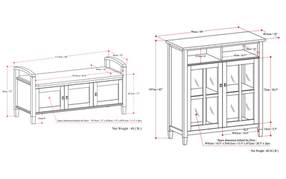 Tobacco Brown | Warm Shaker 44-inch Storage Bench and 39-inch Cabinet