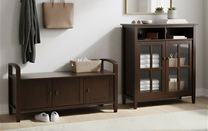 Tobacco Brown | Warm Shaker 44-inch Storage Bench and 39-inch Cabinet