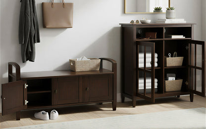 Tobacco Brown | Warm Shaker 44-inch Storage Bench and 39-inch Cabinet