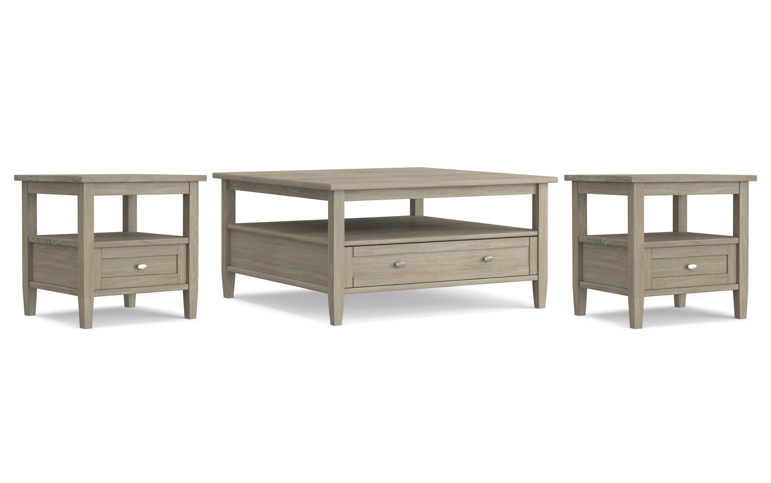 Distressed Grey | Warm Shaker 36 inch Coffee Table with 20 inch End Tables (Set of 3)