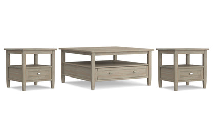 Distressed Grey | Warm Shaker 36 inch Coffee Table with 20 inch End Tables (Set of 3)