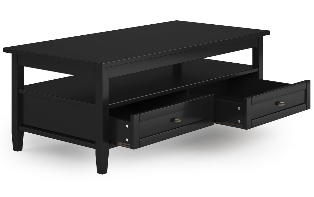 Black | Warm Shaker 48 inch Coffee Table with 14 inch End Tables (Set of 3)