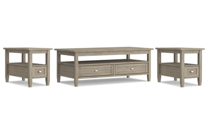 Distressed Grey | Warm Shaker 48 inch Coffee Table with 14 inch End Tables (Set of 3)