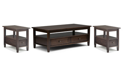 Tobacco Brown | Warm Shaker 48 inch Coffee Table with 14 inch End Tables (Set of 3)