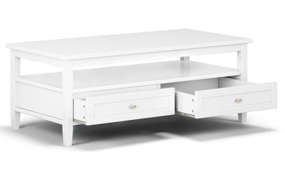White | Warm Shaker 48 inch Coffee Table with 14 inch End Tables (Set of 3)