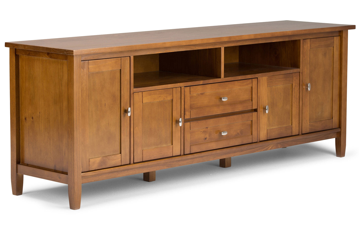 Light Golden Brown | Warm Shaker 72W TV Stand with Set of Two 26W 5 Shelf Bookcases