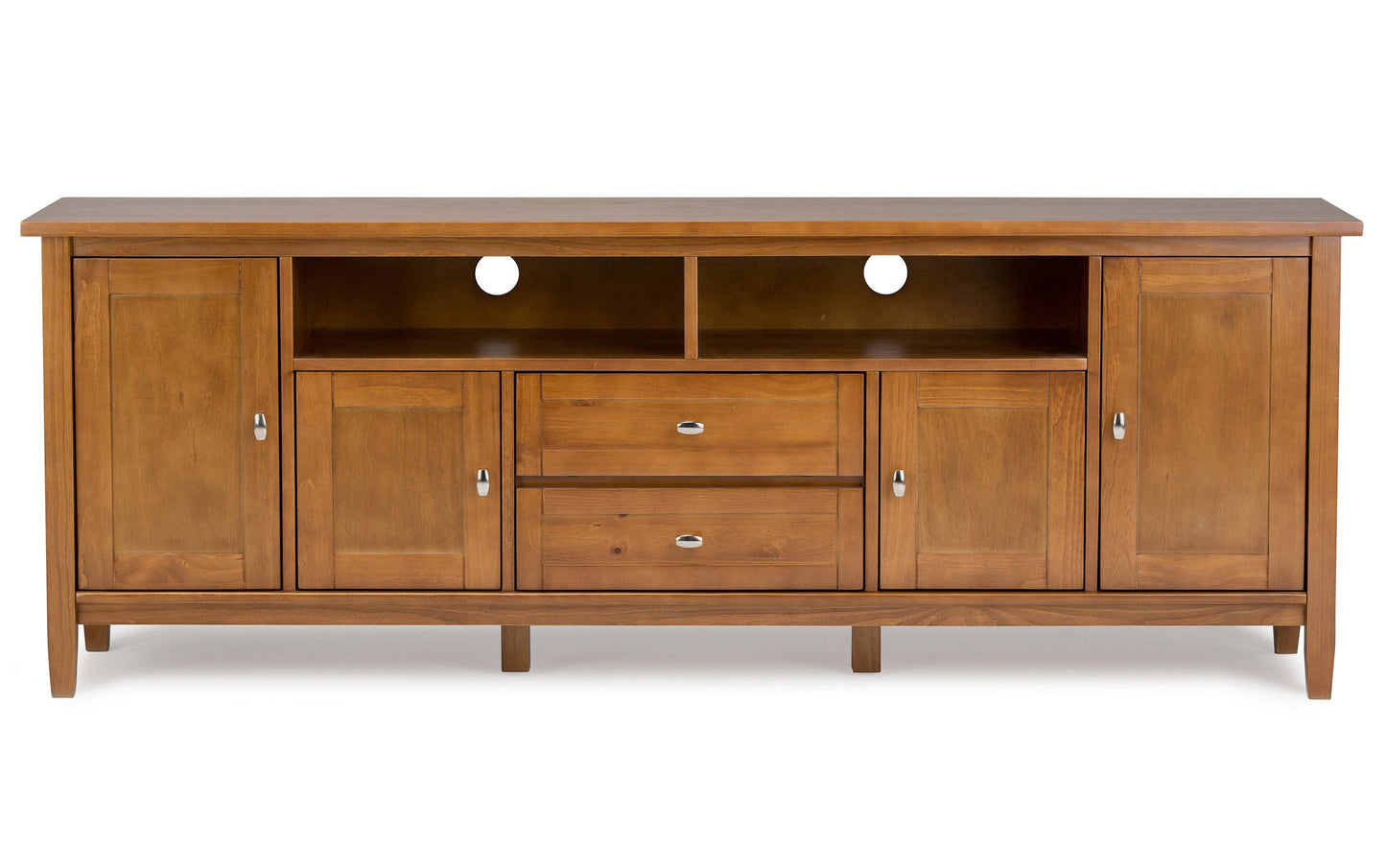 Light Golden Brown | Warm Shaker 72W TV Stand with Set of Two 26W 5 Shelf Bookcases