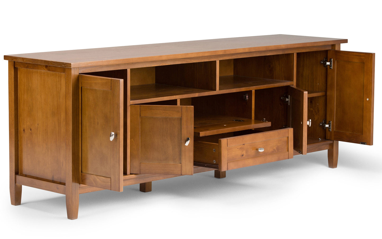 Light Golden Brown | Warm Shaker 72W TV Stand with Set of Two 26W 5 Shelf Bookcases