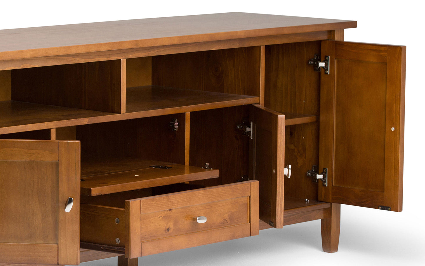 Light Golden Brown | Warm Shaker 72W TV Stand with Set of Two 26W 5 Shelf Bookcases