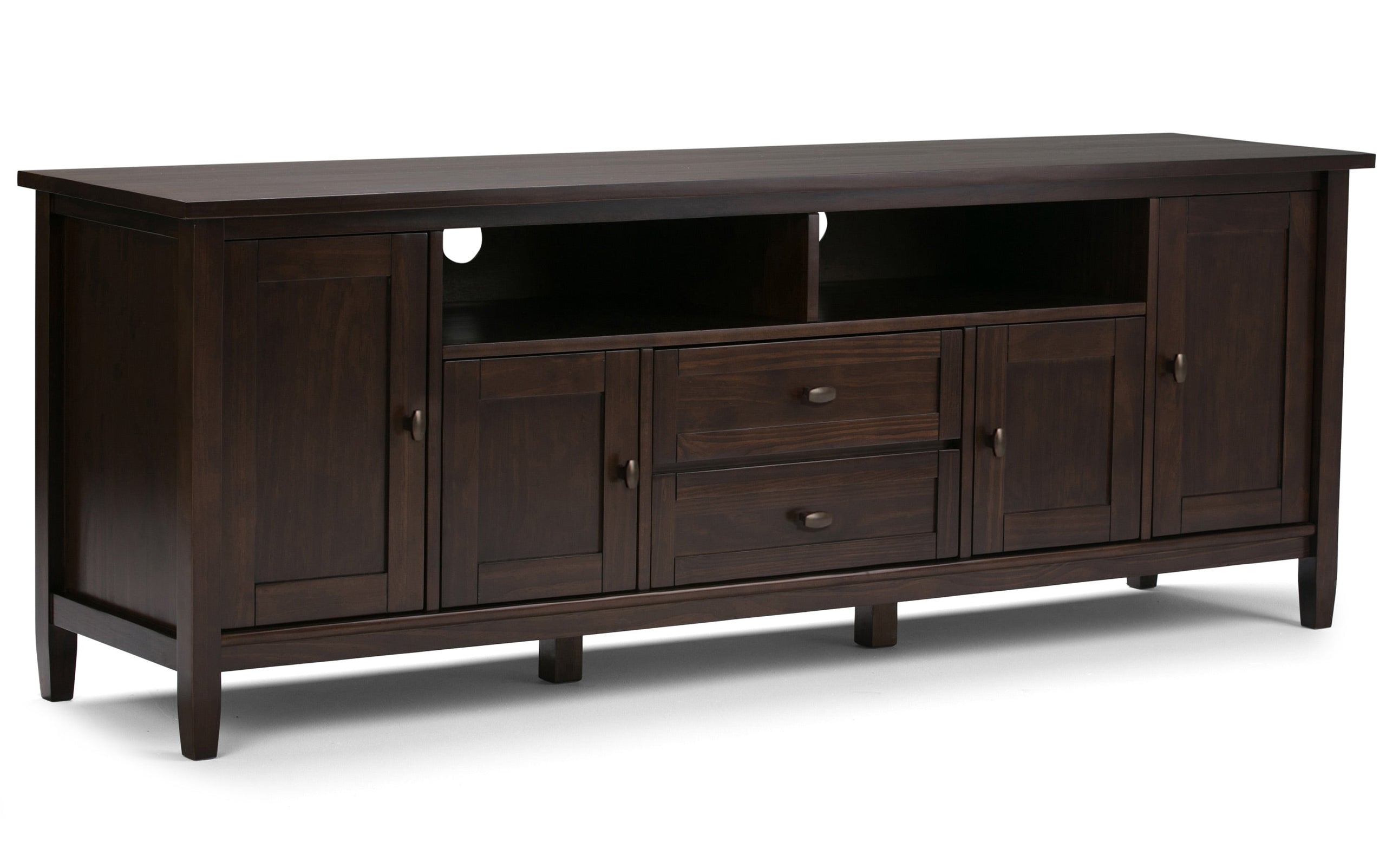 Tobacco Brown | Warm Shaker 72W TV Stand with Set of Two 26W 5 Shelf Bookcases