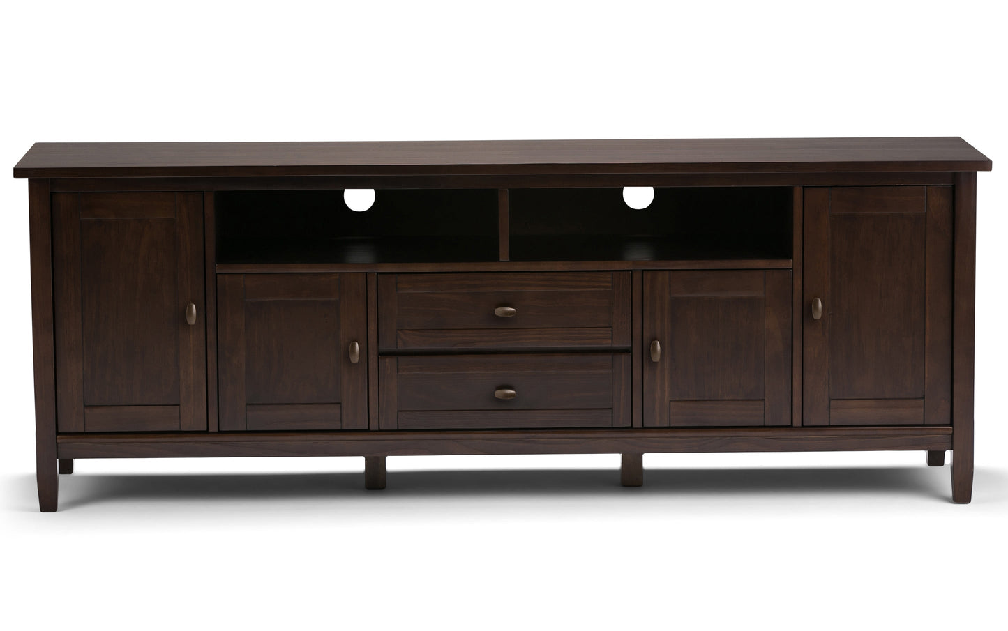 Tobacco Brown | Warm Shaker 72W TV Stand with Set of Two 26W 5 Shelf Bookcases