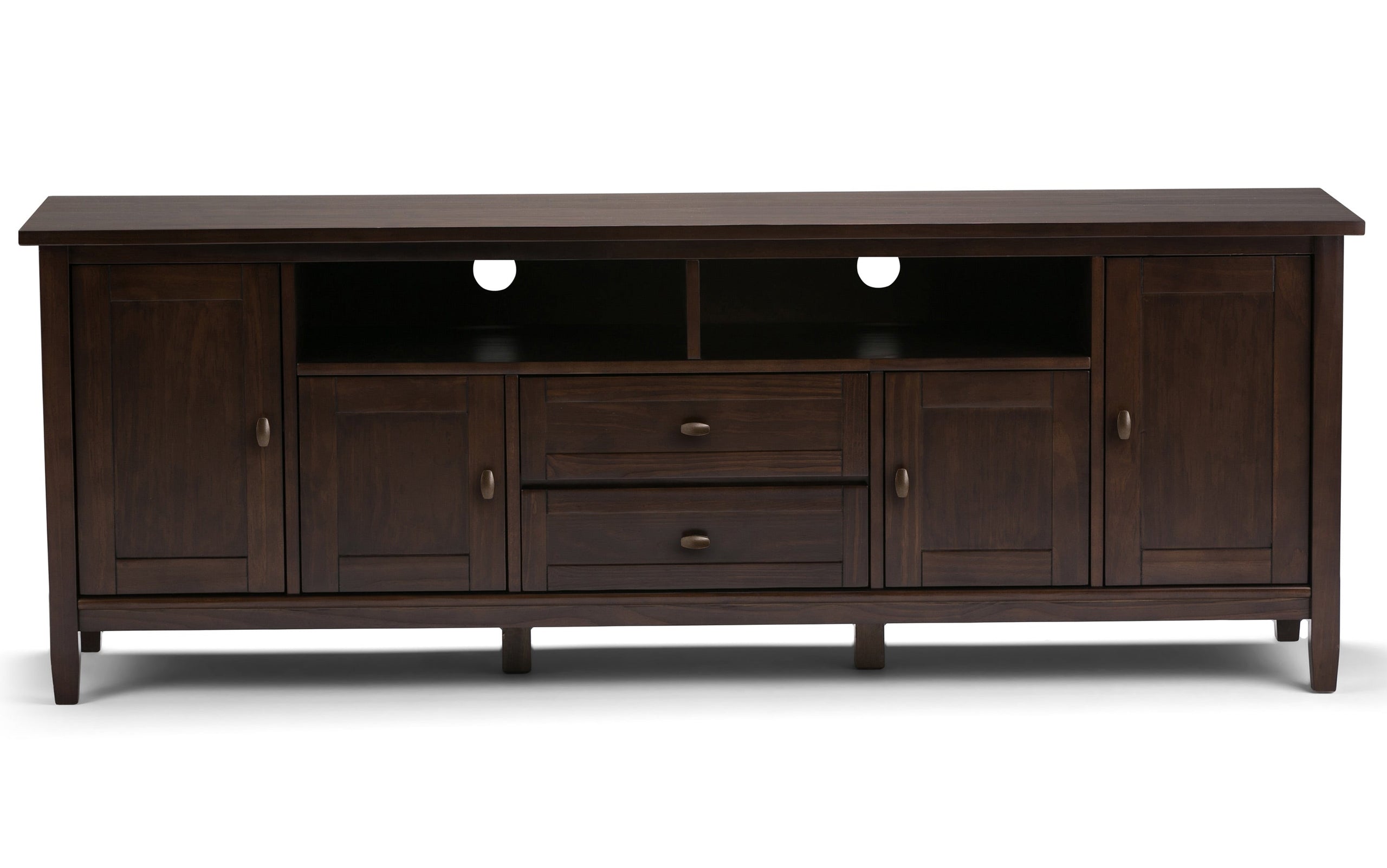 Tobacco Brown | Warm Shaker 72W TV Stand with Set of Two 26W 5 Shelf Bookcases