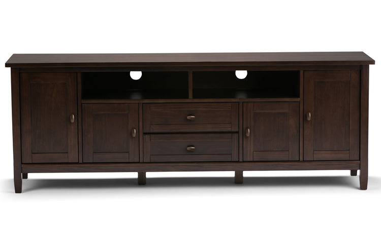 Tobacco Brown | Warm Shaker 72W TV Stand with Set of Two 26W 5 Shelf Bookcases